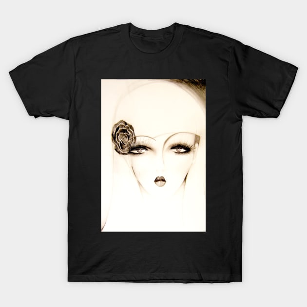 PALE 70S WOMAN ART DECO FACE SKETCH T-Shirt by jacquline8689